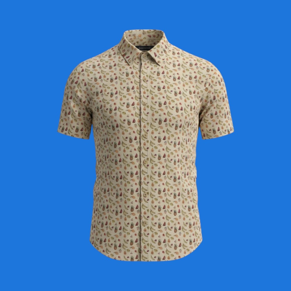 Original Penguin Mens White Fruit Print Short Sleeve Button Down Shirt XL